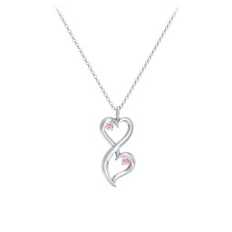 Stacked Hearts Gemstone Necklace in 925 Sterling Silver with Pink Tourmaline