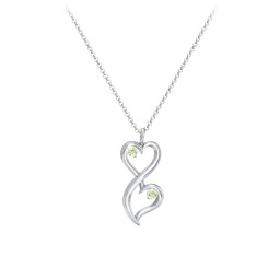 Stacked Hearts Gemstone Necklace in 925 Sterling Silver with Peridot