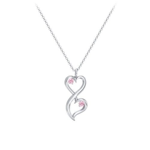 Stacked Hearts Gemstone Necklace – Sterling Silver with Pink Tourmaline