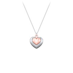 Engravable Two Tone Nested Hearts Pendant – 10K White Gold