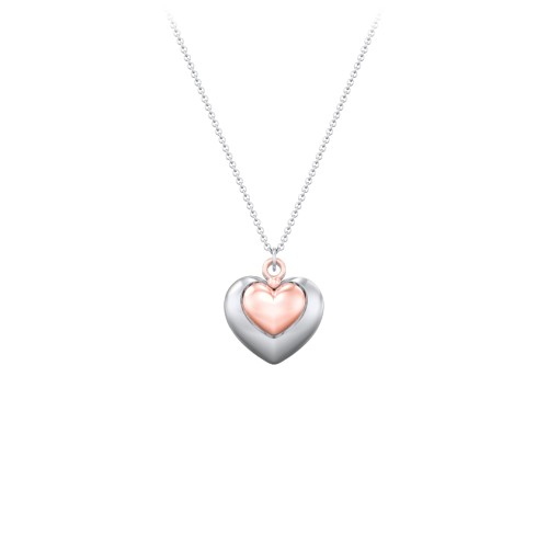 Engravable Two Tone Nested Hearts Pendant – 10K White Gold