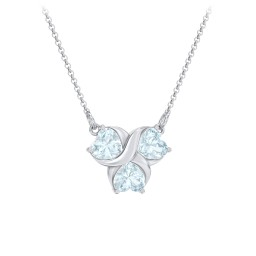 Love and Kisses 3 Gemstone Pendant in 925 Sterling Silver with Aquamarine