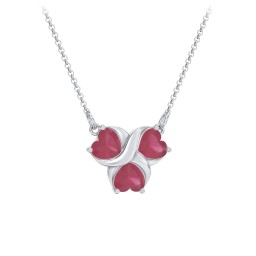 Love and Kisses 3 Gemstone Pendant in 925 Sterling Silver with Ruby