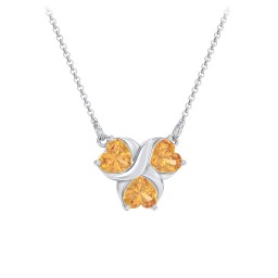 Love and Kisses 3 Gemstone Pendant in 925 Sterling Silver with Citrine