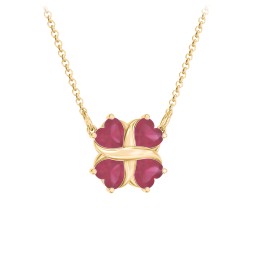 Love and Kisses 4 Gemstone Pendant in 18K Gold Plated Silver with Ruby
