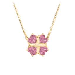 Love and Kisses 4 Gemstone Pendant in 18K Gold Plated Silver with Pink Tourmaline