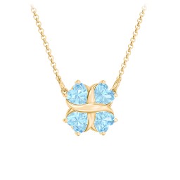 Love and Kisses 4 Gemstone Pendant in 18K Gold Plated Silver with Blue Topaz