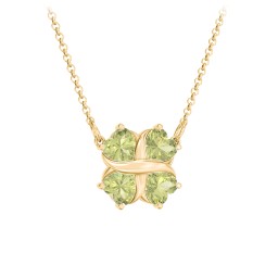 Love and Kisses 4 Gemstone Pendant in 18K Gold Plated Silver with Peridot