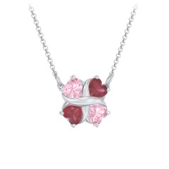 Love and Kisses 4 Gemstone Pendant – Sterling Silver with Pink Tourmaline and Ruby