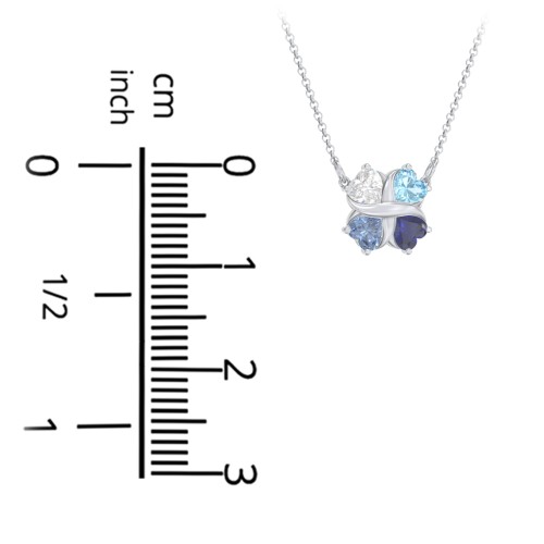 Love and Kisses 4 Gemstone Pendant – Sterling Silver with Pink Tourmaline and Ruby