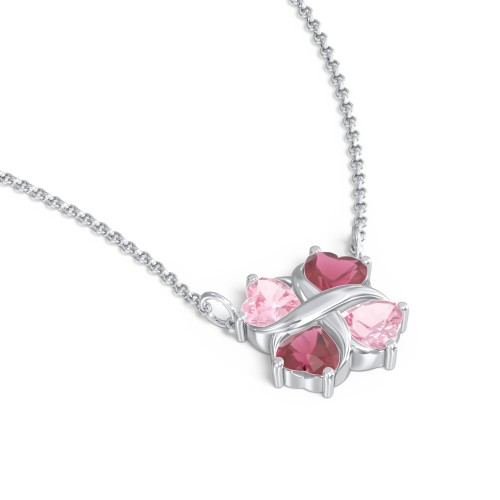 Love and Kisses 4 Gemstone Pendant – Sterling Silver with Pink Tourmaline and Ruby