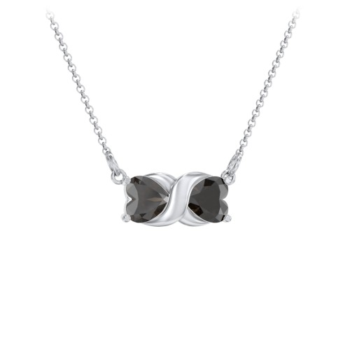 Love and Kisses Gemstone Pendant – Sterling Silver with Smokey Quartz