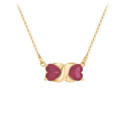 Love and Kisses Gemstone Pendant in 18K Gold Plated Silver with Ruby
