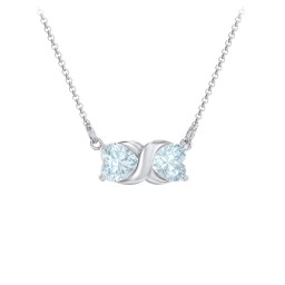 Love and Kisses Gemstone Pendant in 925 Sterling Silver with Aquamarine