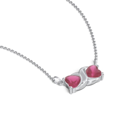 Love and Kisses Gemstone Pendant – Sterling Silver with Ruby