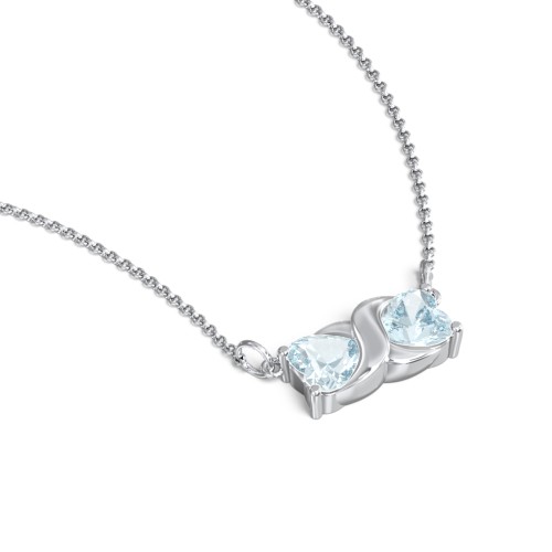 Love and Kisses Gemstone Pendant – Sterling Silver with Aquamarine