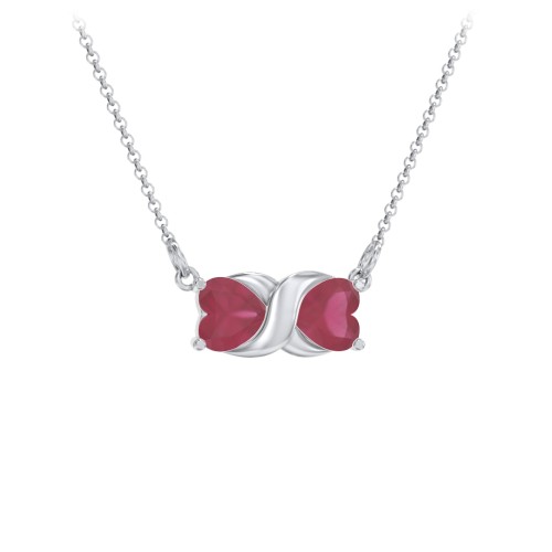 Love and Kisses Gemstone Pendant – Sterling Silver with Ruby