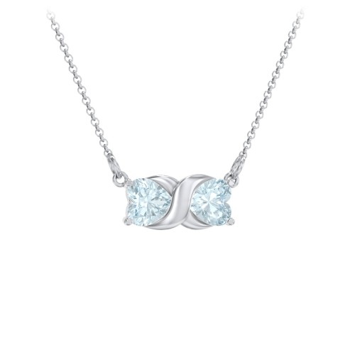 Love and Kisses Gemstone Pendant – Sterling Silver with Aquamarine