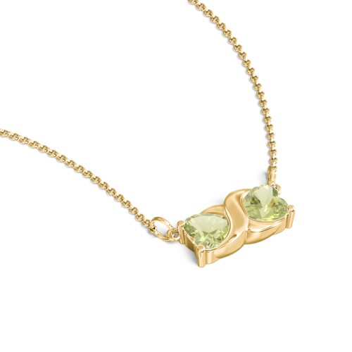 Love and Kisses Gemstone Pendant – 18K Gold Plated Silver with Peridot