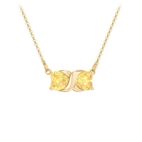 Love and Kisses Gemstone Pendant – 18K Gold Plated Silver with Citrine
