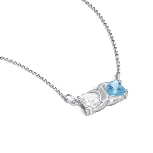 Love and Kisses Gemstone Pendant – Sterling Silver with White Topaz and Blue Topaz