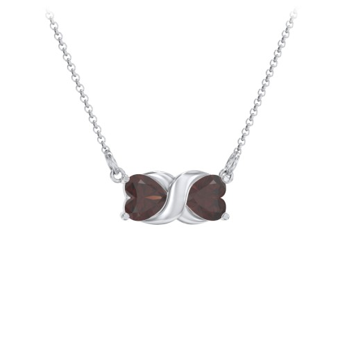 Love and Kisses Gemstone Pendant – Sterling Silver with Garnet
