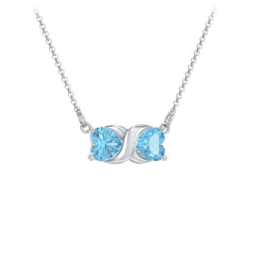 Love and Kisses Gemstone Pendant – Sterling Silver with Blue Topaz