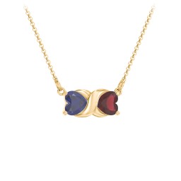 Love and Kisses Gemstone Pendant in 10K Solid Yellow Gold with Blue Sapphire and Garnet