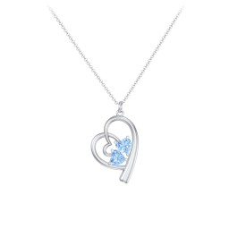 Intertwined Heart In Heart Pendant with 2 Gemstones