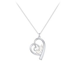 Intertwined Heart In Heart Pendant with 2 Gemstones