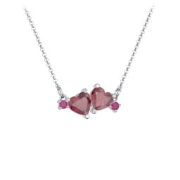 Gemstone Hearts Necklace with Accent Stones