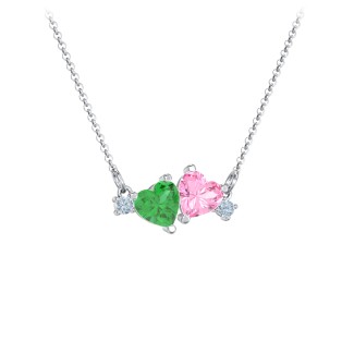 Gemstone Hearts Necklace with Accent Stones