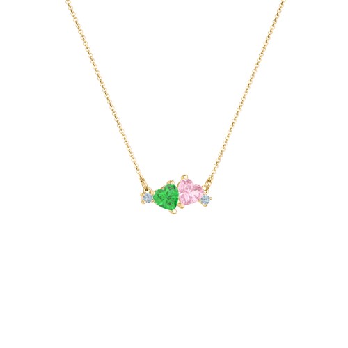 Gemstone Hearts Necklace with Accent Stones