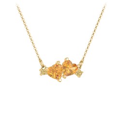 Gemstone Hearts Necklace with Accent Stones in 18K Gold Plated Silver with Citrine