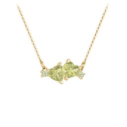 Gemstone Hearts Necklace with Accent Stones in 18K Gold Plated Silver with Peridot