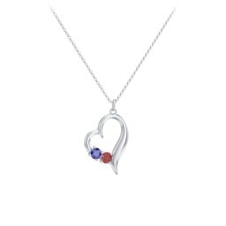Tilted Open Heart Pendant with Gemstones