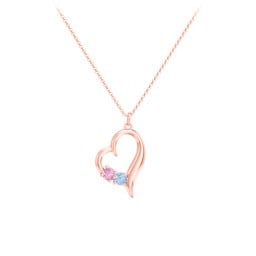 Tilted Open Heart Pendant with Gemstones