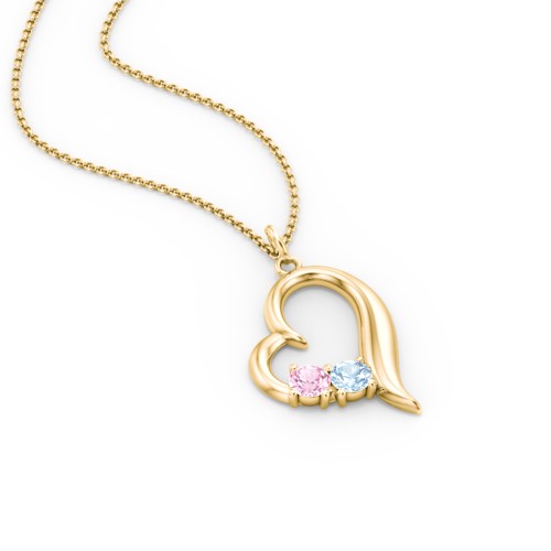 Tilted Open Heart Pendant with Gemstones