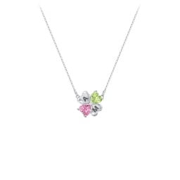 Lucky Clover Hearts And Gemstones Necklace