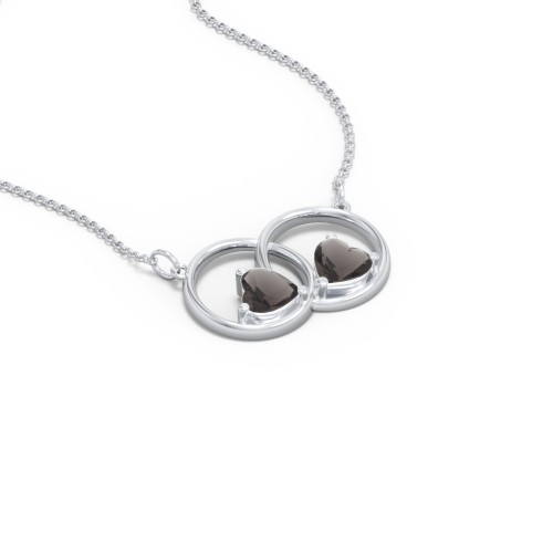 Interlocking Rings Pendant with Heart Gemstones