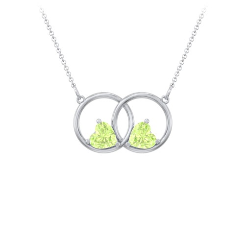 Interlocking Rings Pendant with Heart Gemstones