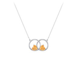 Interlocking Rings Pendant with Heart Gemstones in 925 Sterling Silver with Citrine