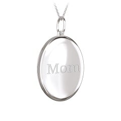 Engravable Oval Photo Locket Necklace