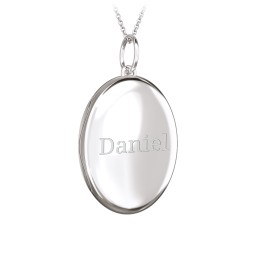 Engravable Oval Photo Locket Necklace