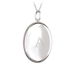 Engravable Oval Photo Locket Necklace