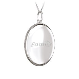Engravable Oval Photo Locket Necklace