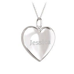 Engravable Heart Photo Locket Necklace