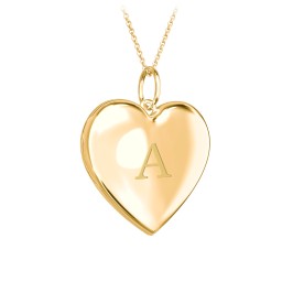 Engravable Heart Photo Locket Necklace in 18K Gold Plated Silver