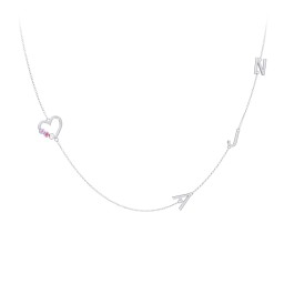 Satellite 3-Stone Heart and Initials Necklace