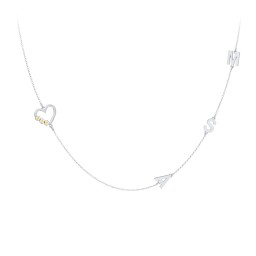 Satellite 3-Stone Heart and Initials Necklace in 925 Sterling Silver with Citrine